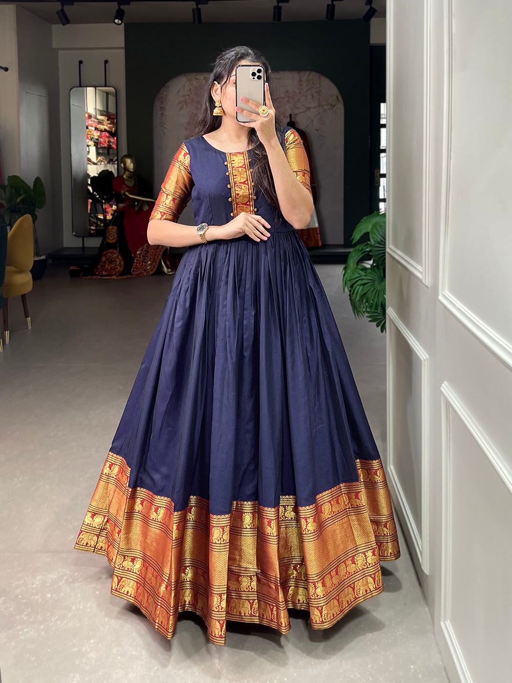 Blue color best sale long frock