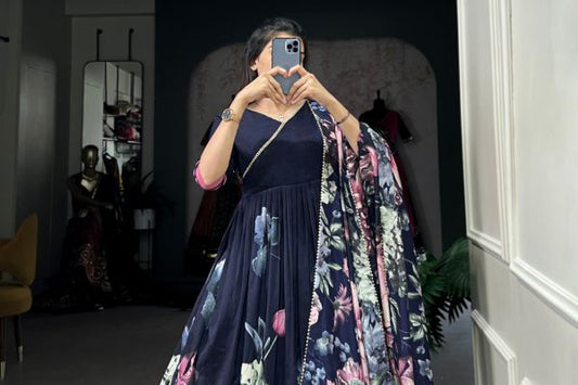 Exclusive Printed Tussar Silk Gown !