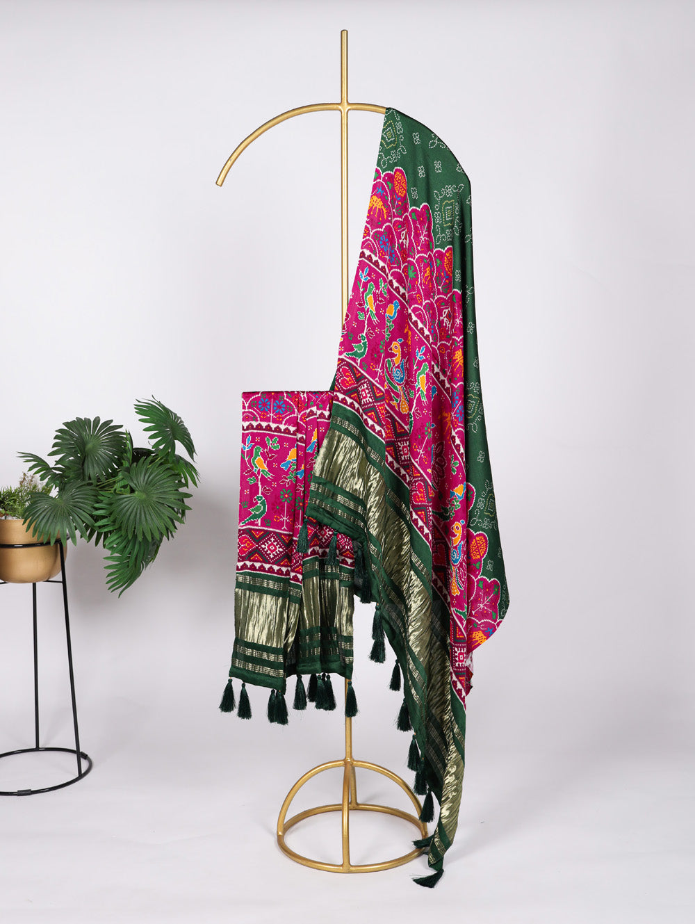 Green Color Digital Print And Lagadi Patta Gaji Silk Dupatta