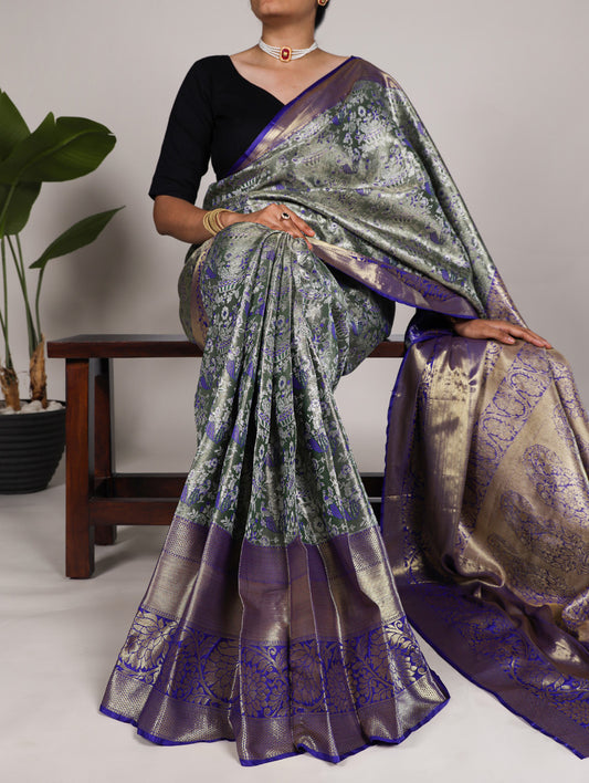 Green Color Zari Weaving Work Jacquard Silk Saree By Yana Fab